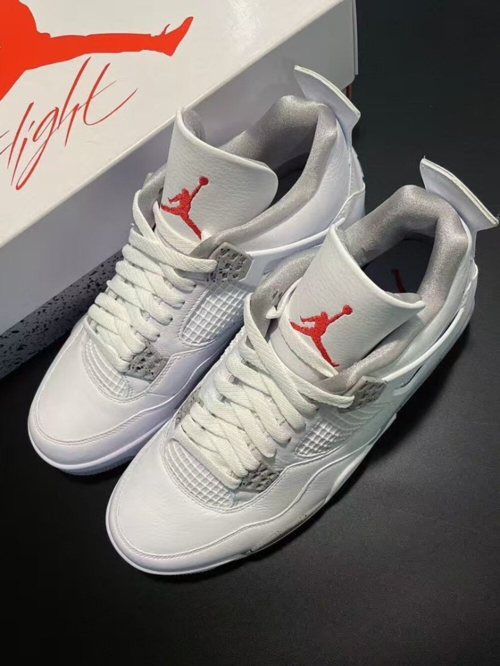 Jordan Air Jordan 4 White and Grey Mid-Top Basketball Shoes